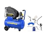 Goodyear - Compresor Eléctrico Portátil 24L, 2HP, 8 bares, 188 l/min, Kit 5