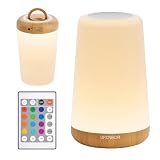 UPXNBOR Lampara de Mesita de Noche LED Táctil para Dormitorio y Salón 1PCS | Luz Nocturna con Mando a Distancia, Luz Regulable, 13 Colores RGB y 5 Niveles de Brillo, Temporizador, Recargable por USB