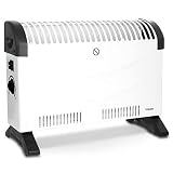 briebe Radiador Convector Eléctrico Aire Caliente, Regulador de Temperatura, Termostato Para Bajo Consumo, Silencioso, Portátil, Asas de Transporte, 3 Niveles Potencia 750W, 1250W, 2000W (Blanco)