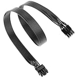 QWORK® Cable de alimentación GPU 60 cm, adaptador EPS de 8 pines a PCIe de 6+2 pines, cable de repuesto para tarjeta gráfica negro, para juegos de PC y estaciones de trabajo