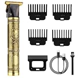 Cortapelos Hombre Profesional Recargable Maquina Cortar Pelo 4 Peines-guía | Recortadora de Barba, Máquina para Cortar el Pelo para Barba, Cable de carga USB incluido(Gold)