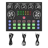 V8S Podcast Grabadora con Cambiador de Voz, Mezclador de Podcast, Tarjeta de Sonido, Mezclador de Audio DJ, Interfaz para Juegos de PC, Transmisión en Live, etc