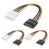 Cable Matters Cable 4 Pines Molex a SATA, Pack de 3, 15cm | Molex SATA adaptador cable, SATA a Molex, LP4 a SATA alimentación macho, HDD, SSD, ópticos unidades