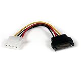 StarTech Cable Adaptador Alimentacion SATA a LP4 15cm, Negro (LP4SATAFM6IN) | Conversor Molex hembra a macho, Alimenta discos IDE desde fuente SATA