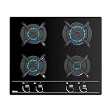TEKA Placa de Gas 60 cm, 4 Quemadores, Autoencendido y Seguridad Termopar, Parrillas de Fundición, Modelo GBC 64000 KBN
