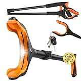 OrtoPrime Pinza Recoge Objetos IMÁN Y LUZ LED Pinza Brazo Recoge Objetos - Pinzas Extensibles PLEGABLE Alcanzador - Pinzas Largas para Alcanzar Objetos - Pinza de Alcance Brazo CABEZA GIRATORIA 360°