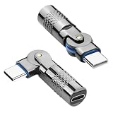 QIANRENON Adaptador giratorio micro USB a USB C, rotación de 180°, conector de datos de carga giratorio micro a USB C, 3 A, 480 Mpbs, carcasa