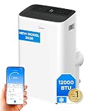 MIDEA Pingüino Aire Acondicionado Portátil 4 en 1 | 3000 Frigorías/12.000 BTU con Control por App | Climatizador y Deshumidificador hasta 35m2 - Modo Sleep, Mando a Distancia | Incluye kit de ventana
