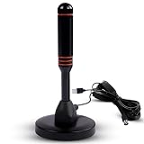 AXFEE Antena TV Interior Portátil con Base Magnética, Recepción 360° TDT