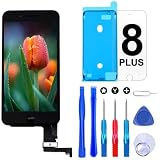 Brinonac Pantalla para iPhone 8 Plus 5,5' LCD Digitalizador Repuesto Negro | Pantalla LCD FHD, táctil sensible, resistente duradera, 3D Touch. Kit reparación, vidrio protector y junta reparar pantallas