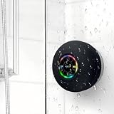 Altavoz Ducha Bluetooth Altavoz Baño con Ventosa Inalámbrico Portátil Mini Speaker Wireless Altavoces Compacto Trompeta Luz LED Bass Sonido Estéreo Impermeable para Hogar Fiesta Ducha Bathro Viajes