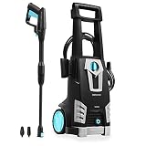 Cecotec Hidrolimpiadora HidroBoost 1800. Potente y Eficaz, Caudal Máximo de 468 l/h, 135 Bares de Presión máxima, Bomba de Aluminio, Radio de Acción + 11 m, Máxima Potencia de 1800 W, Negro, 1800 W