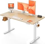ErGear Escritorio Elevable Eléctrico, 120x60cm, Natural | Ajuste Eléctrico 72-118cm, 4 Memorias, 80kg,