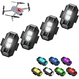 Paquete de 4 luces estroboscópicas para drones, 7 colores LED, luces estroboscópicas para aviones, carga USB, mini luces estroboscópicas para drones, luces LED para drones, luz estroboscópica para