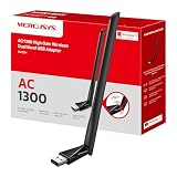 Mercusys MA30H - Adaptador WiFi USB, AC1300, 867 Mbps, con Antena, para PC | Actualiza tu PC con WiFi 5. Instalación Plug & Play. Antena de Alta Ganancia. Compatible con Windows y macOS.