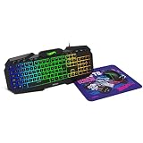 KROM Kit teclado, ratón y alfombrilla edición Hot Wheels KUSTOM- Teclado membrana RGB, Ratón con sensor óptico 7200 DPI, alfombrilla tela suave y resistente, layout español, color negro