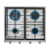 TEKA Cocina de Gas 58 cm, 4 Fuegos, Doble Anillo, Mandos Frontales Metalizados, Quemadores Alta Eficiencia, Autoencendido, Seguridad Termopar, Modelo EX 60.1 4G AI AL DR CI
