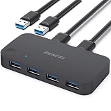 Interruptor USB 3.0, Interruptor USB 2 Ordenadores comparten 4 USB para PC, ratón, Teclado, Impresora, escáner, selector de Interruptor KVM USB Compatible con Windows, Mac, Linux