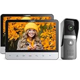 TMEZON Videoportero 4 Hilos,Timbre Video Sistema de intercomunicación con 7 zoll Monitor y Timbre con Cable,Vista en Vivo y conversación,Desbloqueo por Monitor Interior,16 Tonos de Llamada,2 Monitores