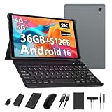 DOFACESH 2K Android 16 Tablet 10.68 Pulgadas, 36GB RAM+512GB ROM (2TB TF), 4G LTE+5G WiFi, Octa-Core, 2000 * 1200FHD, 8000mAh, 13MP+8MP, GPS, Tablet con Teclado ect (Gris)