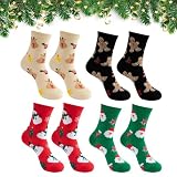 Axingqiwu 4 Pares Calcetines Navideños para Mujer y Hombre Calcetines Navidad Regalos Calcetine Divertidos