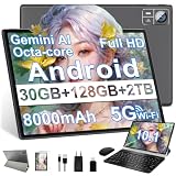 SUAAT 2026 Android 15 Tablet 10.1 Pulgadas, Gemini AI,Widevine L1,Octa Core, 8000mAh, 30GB RAM+ 128GB ROM+2TB, 8MP+5MP, Bluetooth 5.0,Tableta PC Incluye Ratón, Teclado y Funda Protectora - Negro