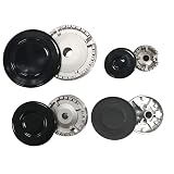 KIT JUEGO COMPLETO Quemadores y Tapetas Encimera de Gas | Compatible SABAF | Válido para BALAY, BOSCH, FAGOR, TEKA | Repuesto Estándar de Cocina
