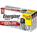 Energizer - Max, Pack de 18+6 Pilas AAA 1,5V, Más Potencia y Larga duración para Uso Cotidiano, sin sulfataciones y mantiene carga 10 años