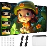 Pantalla de Proyector 120 Pulgadas, Ultra 4K 16:9 FHD, Plegable de Doble Cara, Ideal para Cine en Casa y Juegos, Adecuada para el hogar, la Oficina,y el la Escuela