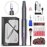 Xoali Torno para Uñas, 25000RPM Torno para Uñas Profesional 12 en 1, Lima Eléctricas Uñas USB con Brocas de Cerámica, Velocidad Ajustable, Manicura y Pedicura Eléctrico Profesional para Salón DIY