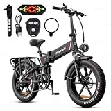 Miyazaki Bicicleta eléctrica Plegable para Adultos, batería extraíble con certificación UL, Cuadro de Aluminio Ligero, Bicicleta eléctrica con neumáticos Gruesos de 20'X4.0',Intermitentes