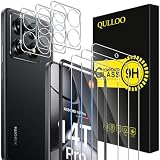 QULLOO Protector de Pantalla para Xiaomi 14T Pro, 3 Piezas Cristal Templado y 3 Piezas Protector de Lente de Cámara, Dureza 9H Ultra Resistente Vidrio Templado