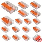 15 Piezas Conectores Eléctricos Rápidos de Cable 0,2-4 mm², 10×4 Puertos Pinza de Conexión Ternimal, 5×5 Puertos Bloques de Terminales, Clemas Electricas, para Proyectos de Bricolaje Hogar y Oficina