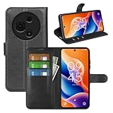 Fertuo Funda para TCL 60 SE/TCL 605, Carcasa Libro con Tapa de Cuero Piel Wallet Case Flip Cover Fino con Soporte, Hebilla Magnetica y Ranuras para Tarjetas, Negro