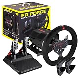 FRTEC - Volante de Carreras con Pedales FR FORCE, Force Feedback 3,2Nm, Tecnología ForceSense, Doble motor, Aro extraíble, Engranajes y Eje de Acero, Acabado Alcantara