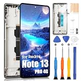 (No para 5G) Pantalla para Xiaomi Redmi Note 13 Pro 4G LCD Pantalla para Redmi Note13 Pro 4G 23117RA68G 2312FPCA6G 6.67 Pulgadas LCD Pantalla Táctil Digitizer Assembly + reparación, Negro con Marco