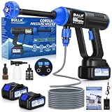Hidrolimpiadora Bateria, hidrolimpiadora portatil con Pantalla Táctil y Control de Presión, Pistola de Agua a Presión Press & Clean con 2 Baterías de 4,0 Ah para Coches, Suelos y Jardines