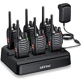 eSynic 6Pcs Walkie Talkies de Larga Distancia con Auriculares Walkie-Talkie Profesional 16 Canales 1500mAh con Cargador USB Soporta VOX para Sobrevivir en el Campo Ciclisimo