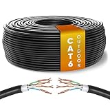 Mr. Tronic Impermeables Exteriores Cable Ethernet Cat 6 De 100m, Bulk Cable de Red LAN Para Internet Rápida & Fiable - AWG24 Cat6 a Granel, 1 Gbps Internet UTP CCA (100 Metros, Negro)
