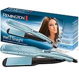 Remington Plancha Pelo 2 en 1: alisa y seca Wet2Straight uso en húmedo y seco, cerámica avanzadas con microacondicionadores, pantalla LCD, 140-230 °C, 10 ajustes de temp, antiencrespamiento S7350
