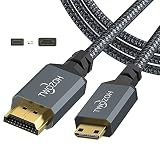 Twozoh Cable Mini HDMI a HDMI 1M, Nylon Trenzado Compatible con 3D/4K@60Hz 18Gbps 2160P/1080P para Nikon, Canon DSLR, Videocámara, Portátil, Tablet, Tarjeta
