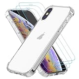 Totill Funda para iPhone x con 3 Protector de Pantalla de Vidrio Templado, Parachoques con Esquinas reforzadas, Protección de 360 Grados Carcasa Case Cover Transparente
