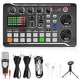Podcast Equipment Set F998 Live Sound Card Audio Mixer mit Audio Interface & Kondensatormikrofon Live Soundkarte mit DJ Mixer Effekte, Soundffekte, Voice Changer für Streaming Gracording YouTube