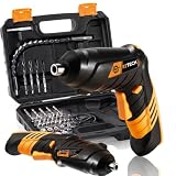 R2TECH Destornillador Electrico con Maletin INCLUIDO | Atornillador Electrico con +45 Brocas EXTRAS | Bateria Recargable de 1300 mAh | Par 3.5NM con Mango Giratorio | Herramientas para Casa