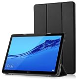 Simpeak Funda Compatible con Huawei MediaPad T5 10, Funda 10.1 Pulgadas Multi-Angulo Cubierta Folio con el Soporte Reposo Automático de Despertador, Negro
