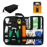 Kit de Herramientas de Red RJ45 Profesional (11 Piezas) | Crimpadora de Cables Ethernet CAT6 | Probador de Red LAN con Pila 9V Incluida | Pelacables y Conectores con Bolsa de Transporte