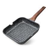 Kordisen Bistecchiera Antiaderente 24 cm – Griglia Quadrata con Rivestimento in Granito, Doppio Beccuccio, Adatta a Tutti i Piani Cottura Inclusa Induzione, Senza PFOA