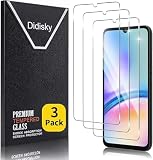 Didisky 3-Unidades Cristal Templado Protector de Pantalla para Samsung Galaxy A05s, A05, Antihuellas, Sin Burbujas, Fácil de Limpiar, 9H Dureza, Transparente