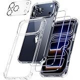 FLLAO 4 en 1 Funda para iPhone 17 Pro MAX 6.9', Transparente | 2 Protector Pantalla y 1 Protector Lente Cámara, Almohadilla de Aire integrada, Antigolpes Antiarañazos Capa Carcasa