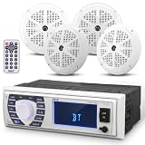 Pyle Kit Receptor de Radio Marino Altavoces 12V, Single DIN, Bluetooth